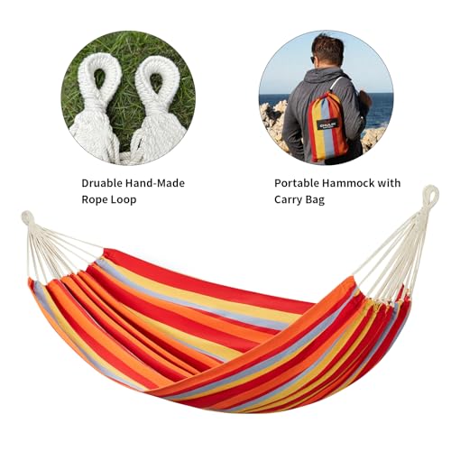CHULIM Brazilian Double Hammock with Tree Straps,Extra Large 94x63IN,2 Persons Hammock for Backyard Patio Outdoor and Indoor,450lbs Weight Capacity,Soft Woven Cotton Fabric - Summer Fruit - color: Summer Fruit