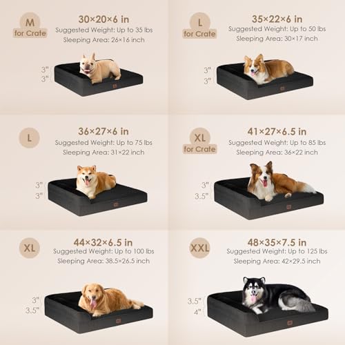 EHEYCIGA XXL Dog Bed Memory Foam, Orthopedic Giant Dog Bed Jumbo with Washable Removable Cover, Waterproof Pet Sofa Couch with Nonskid Bottom, 48x35x7.5, Black - color: Black, size: 48.0"L x 35.0"W x 7.5"Th