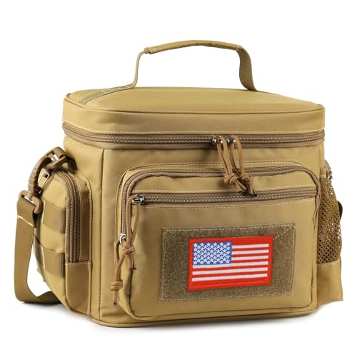 ATRIPACK Lunch Box for Men, Tactical Lunch Bag MOLLE Webbing Leakproof Insulated Large Lunch Cooler Women Adult Meal with Adjustable Shoulder Strap Durable Lunch Pail (Brown) - color: Brown, size: Medium