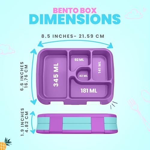 YOLAY Bento Box for Kids Lunch Box Leak-Proof, 5-Compartment Lunch Box Kids for Ages 3-10, Durable with Anti-Slip Base, Suitable for Schools, Outdoor and Travel (Unicorn) - color: Unicorn