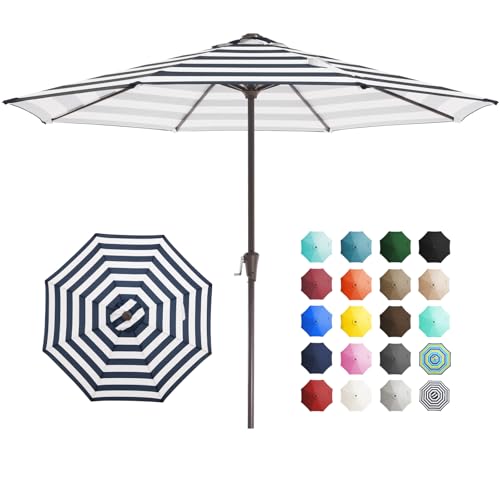 JEAREY 11' Patio Umbrellas Outdoor Table Market Umbrella w/Crank, 8 Sturdy Ribs, UV Protection Windproof for Garden, Deck, Backyard, Pool(Black Striped) - color: Black Striped, size: 11ft