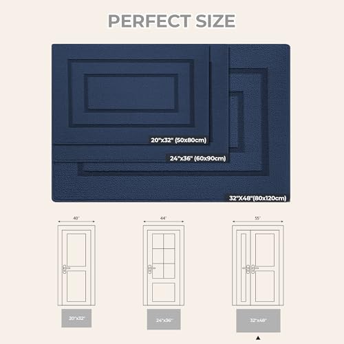 GRANNY SAYS Front Door Mat Outside Entrance, Welcome Matt Non-Slip, Outdoor Door Mats for Entryway, Long Front Porch Mat Low Profile Resist Dirt Easy to Clean, 47" x 32", Deep Blue - color: A-deep Blue, size: 2'8" x 3'11" (Rectangular)