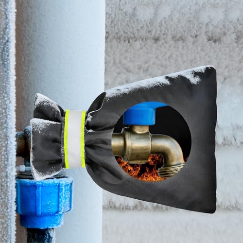 2 Pack Outdoor Faucet Covers for Winter - Large 7" x 10" Insulated Spigot Socks with Safety Reflective Strip - Waterproof Anti-Freeze Pipe Warmers for Garden Hose Bib & Yard Protection