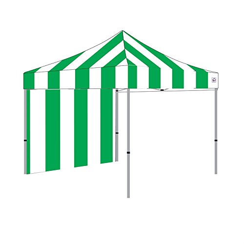 Impact Canopy 10' x 10' Pop-Up Canopy Tent, Carnival Tent Kit with Powder-Coated Steel Frame, Sidewall, and Half Walls, Green/White Stripe - color: Green, size: 10' x 10'