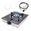 1 Burner Propane Gas Cooktop,Camping Portable LPG Gas Stove, Auto Ignition Tempered Glass Countertop Regulator and Burner Grate - color: Glass