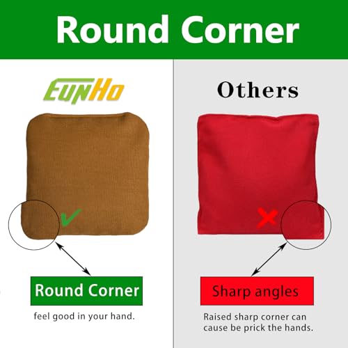 EunHo Cornhole Bags Set of 8 Regulation Size & Weight Corn Hole Bean Bags Official Professional All Weather for Tossing Game with Carry Case - color: Black/Brown