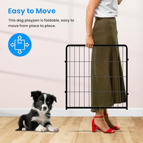 Simple Deluxe Dog Playpen Outdoor, Portable Dog Playpen for Yard, Travel, Camping, 24 Inch 8 Panels Heavy Duty Dog Pen for Puppies/Small Dogs, Black - color: Black, size: 24 Inch Height, style: Metal