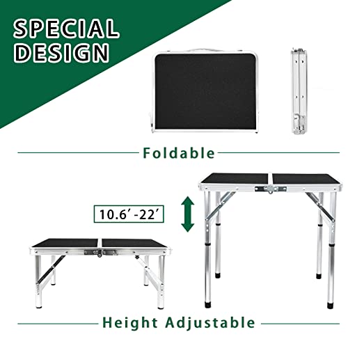 Camp Field Aluminum Folding Small Table, Adjustable Height Lightweight Portable Camping Table for Picnic Beach Outdoor Indoor (Small) (BlackB) - color: Blackb