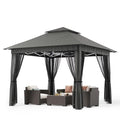 Bealife 11x11 Pop Up Gazebo Tent with Mosquito Netting, Instant Gazebo, Party Tent with Roller Bag, Pop Up Canopy Tent for Parties Patio Lawn Backyard Garden Deck, Grey - color: Gray
