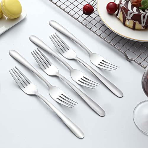 24 Pieces Dinner Forks, Forks Silverware(8 inches), Food Grade Stainless Steel Flatware Forks, Mirror Polished & Dishwasher Safe, Using for Home, Restaurant or Kitchen - color: shiny silver