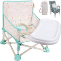 Tiny Marvels 3-in-1 Portable Baby Chair, Foldable Booster Seat with Removable Tray, Safety Harness & Carry Bag for Dining, Travel, Camping, Beach, 6M-3Y (Cream Confetti) - color: Cream Confetti