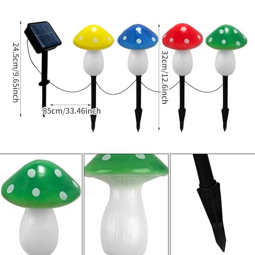 4Pcs Mushroom Solar Lights Outdoor, Waterproof Fairy Houses Light Mushroom Garden Decor Decorative Solar Powered Garden Stake Lights for Outside Lawn Walkway Patio Yard (Red/Yellow/Green/Blue) - color: Multicolor