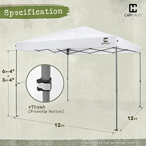Fencer Wire 12ft x 12ft Pop Up Canopy Tent, Heavy-Duty Commercial Grade with Patented One-Push Central Locking, Portable and Instant Folding Shelter with Wheeled Carry Bag and Weight Bags, White - color: White, style: 12x12