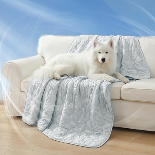 NWK Dog Cooling Blanket, Q-Max>0.345, Ice Silk Cool to Touch Material, Bed Cover, Furniture Protector Couch Sofa for Summer, Anxiety Relief-Machine Washable (Misty Gray,40'' X 60'') - color: Misty Gray, size: 40*60