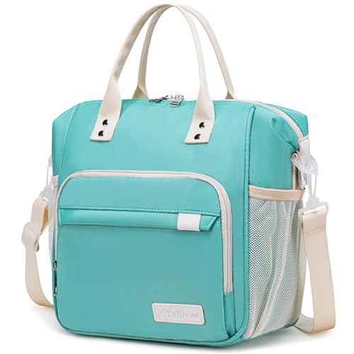 TuErCao Preppy Lunch Box for Women Aesthetic Insulated Lunch Bag for Young Ladies Female, Teal - color: A14: Turquoise, size: Large
