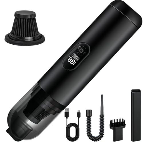 Handheld Car Vacuum Portable Cordless, 2 in 1 Handheld Vacuum Cleaner 18000PA High Power Air Blower,2 Speed Mini Hand Held Vacuum Rechargeable for Home, Car, Office, Pet Hair - color: Black
