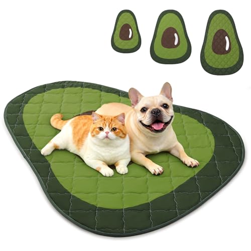 LOOBANI Dog Cooling Mat for Medium Large Dogs 50"x38"- Cute Avocado Design Cooling Mat for Dogs (Cool & Warm Side), Dog Cooling Pad for Crate, Floor, Car, Trip, Green 50"x38" - color: Avocado, size: 50"x38"