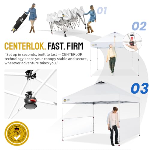 CROWN SHADES 10x10 Pop up Canopy Tent Instant Canopy with 150D Silver Coated Fabric Including 2 Half Sidewalls, 4 Ropes, 8 Stakes, 4 Weight Bags, STO 'N Go Bag, Grid White - color: Grid White
