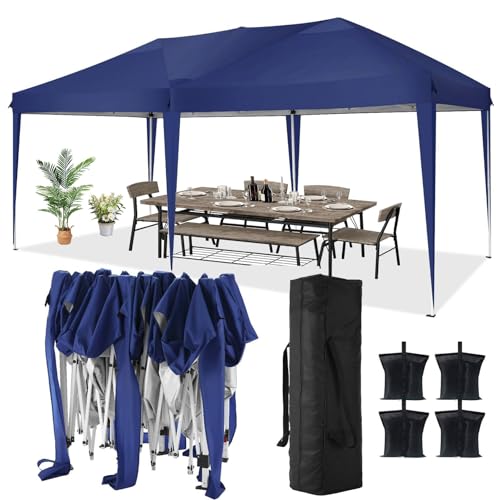 COBIZI 10x20 Pop Up Canopy Tent Party Tents for Parties Weddings Backyard Waterproof Outdoor Commercial Instant Canopy Event Tent with Stakes, Ropes,Sandbags, Deep Blue - color: DEEP BLUE, size: 10x20FT without sidewall