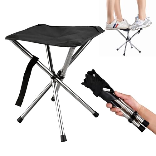 JVZI® Ultra-Light Camping Stool - 1-Second Quick Setup, Adjustable Height & Foldable Design, 275lbs Capacity for Camping, Fishing, Hiking & Outdoor Activities (1)