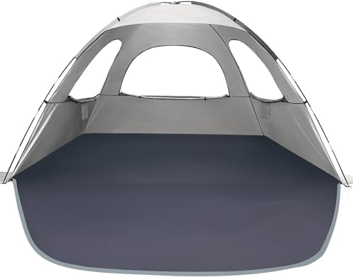 WhiteFang Beach Tent Anti-UV Portable Sun Shade Shelter for 3/4/6/8 Person, Extendable Floor with 3 Ventilating Mesh Windows Plus Carrying Bag, Stakes and Guy Lines - color: Baby's Breath, size: 8 Person