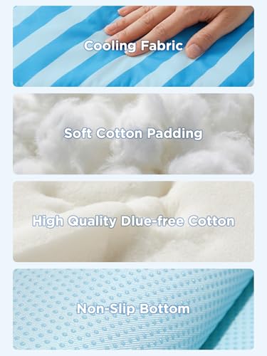 Dog Cooling Mat for Dogs & Cats, Soft Breathable Cooling Pad for Dog Bed, 23"x18" Self Cooling Crate Mat for Dogs, No Gel Washable Non-Slip Pet Cooling Mat Indoor Outdoor, Blue Stripe - color: Blue, size: 23"x18"(Small)