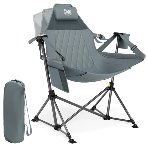 TIMBER RIDGE Hammock Camping Chair, Oversized Swinging Hammock Chair with Adjustable Back and Seat for Outdoor Lawn, Sports, Supports 400lbs, Grey - color: Grey