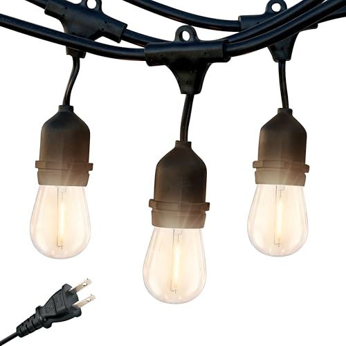Brightech Ambience Pro LED String Lights - 24 Ft Commercial Grade Patio Lighting Outdoor Waterproof - 7 Heavy Duty Porch Lights for Outside, Christmas, Backyard - 1W Vintage Edison Bulbs, Dimmable - size: 24 FT - 7 Bulbs