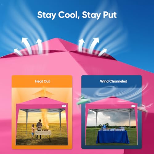 Quictent 10x10 Pop Up Canopy Tent Without Sidewall, Instant Setup Gazebo for 1 Person, Portable & Compact, Waterproof & UV Protection, Ideal for Camping, Beach, Parties, and Outdoor Events - color: Pink, size: 10x10 without Sidewall