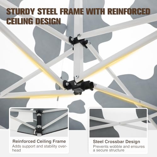 EAGLE PEAK Pop up Canopy 5x5, Outdoor Portable Canopy Tent with One Removable Sunwall, Carry Bag Included, Cow Print - color: Cow Print