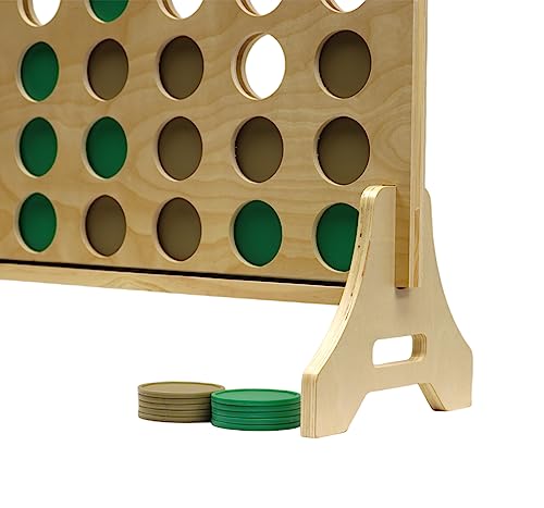 Tailgating Pros Premium Giant Four in a Row with Carrying Case - Jumbo Oversized Outdoor Yard Game - Connect Multiple Pucks in a Row to Win - Many Puck Colors Available! - color: Kelly / Gold