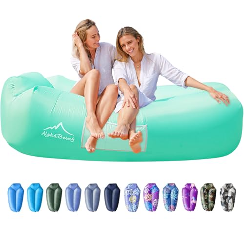 AlphaBeing Inflatable Lounger Beach Chair Accessories, Air Sofa Hammock Inflatable Couch for Camping Backyard Lakeside with Compression Sacks, Ideal Outdoor Gifts for Adults - color: Green