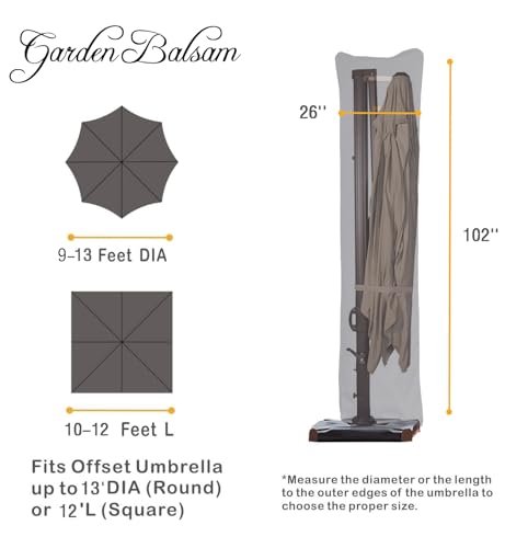 Patio Umbrella Cover for Market & Offset Umbrella,Banana Style Umbrella, Water Resistant, with Zipper and Rod (Cantilever (Dark Grey/WD), Cantilever 9'-13') - color: Grey, size: Cantilever 9'-13'