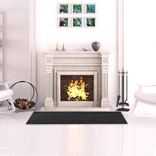 Tirifer Fireproof Fireplace Hearth Rug, Fireplace Mat for Hearth, Rectangular Non Slip Fire Carpet Protection Mat Flame Resistant Pad Protects Floors Patio from Sparks Embers(48'' x 30'') - size: 48" X 30"