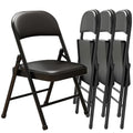 Black Padded Folding Chairs with Cushion 4 Pack, Heavy Duty Steel Metal Frame Foldable Chair for Indoor and Outdoor, Portable Stackable Commercial Seat for Bedroom Patio Party Event - size: 4 pack