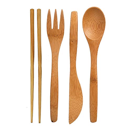 To Go Ware To Go Ware Reusable Bamboo Travel Utensils with Carrying Case & Carabiner Clip | Bamboo Utensils | Eco Friendly - color: Green