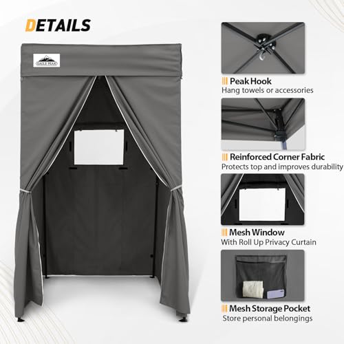 EAGLE PEAK Flex Compact 4x4 Pop-up Canopy Changing Room, Portable Privacy Dressing Room for Indoor Fashion Photoshoots, Camping, or Pool, Dark Gray - color: Dark Gray, size: 4x4 ft