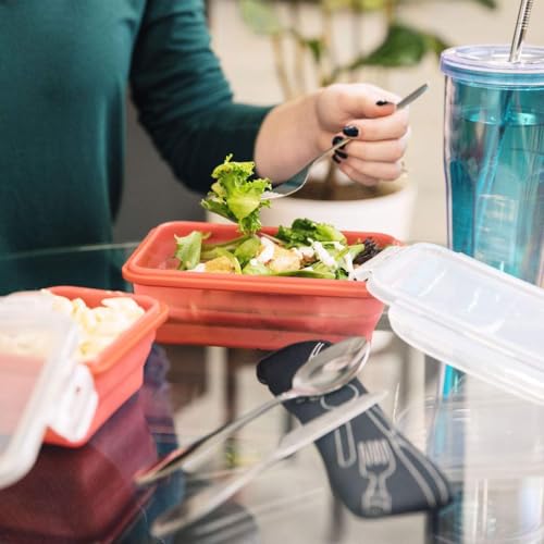 Reusable Travel Utensils with Case | Fork and Spoon Set with Knife, Chopsticks and Optional Reusable Straw– Office, Travel, or Camping Accessories| Lightweight Sturdy Reusable Utensils - color: 4pc 2pack - Black & Green