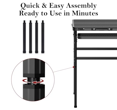4 Pack Folding Camping Table Legs, 14" Aluminum Alloy Replacement Legs 26" & 30" Camping Tables, Black - style: 4x Grill Table Legs