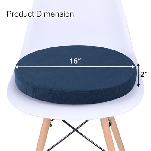 Tromlycs Round Chair Seat Cushion Pad 16 inch for Circle Bistro Chairs Non Slip Foam Cushion Navy Blue - color: Navy Blue, size: 16 inch