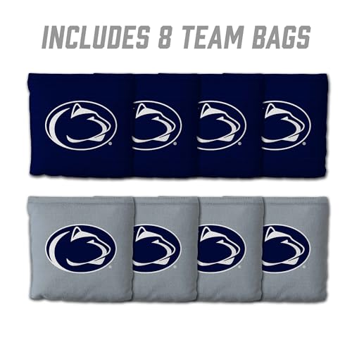 YouTheFan Officially-Licensed NCAA Set of 8 Cornhole Bags - All Weather Dual Sided Slide & Stop - Regulation Size with Carry case - color: Penn State Nittany Lions