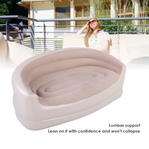 Pissente Inflatable Flocking Sofa Lounger with Built in Pump, Twin Double Size Blow Up Couch for Camping, Patio, 330lb Weight Capacity, Quick Set Up, Indoor & Outdoor