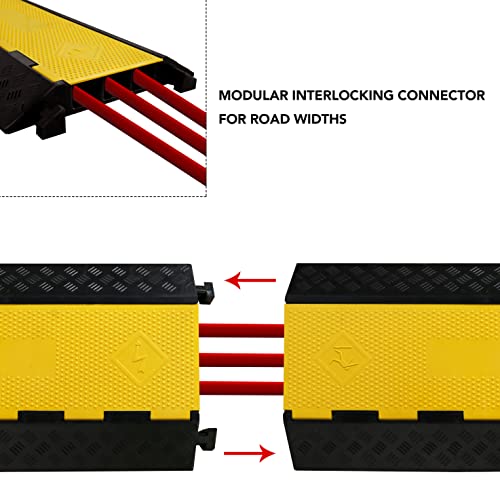 Rubber Cable Ramp 3 Channel Drive Over Hose Cable Protector Outdoor 22000Lbs Load Capacity Wires Power Lines Extension Cord Cover Traffic Speed Bump 1 Pack - color: 22000Lbs-3Channel 1Pack