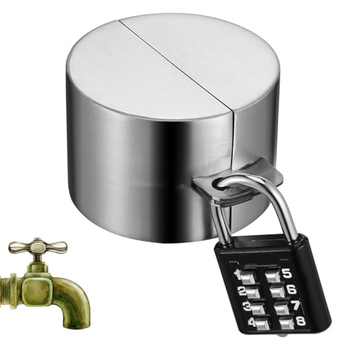 1 Set Faucet Spigot Lock, Stainless Steel Hose Bib Protector, Outdoor Water Valve Cover with Coded Padlock for Garden