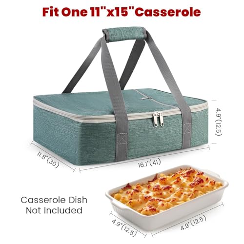 Bodaon Casserole Carriers for Hot or Cold Food, Fits 11"x15"Baking Dish, Portable Warmer for Travel,Insulated Casserole Carrier,Keep Warm Food Containers,Keeps Food Hot for Hours, Pioneer Woman, Green - color: Green Pro