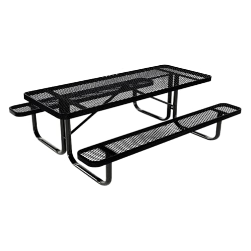 COATEDOUTDOORFURNITURE Heavy-Duty Portable Outdoor Kids Table, Expanded Metal Kids Picnic Table, Commercial-Grade Picnic Table, Made in America (6ft Rectangular, Childrens, Black) - color: Black, size: 6 Ft, Rectangle Childrens, Expanded Metal