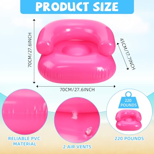 4 Pcs 28 Inch Kids Inflatable Chairs Blow up Chairs Inflatable Furniture Novelty Blow up Couch Seat Waterproof PVC Air Sofa Couch for Kids Beach 90s Party Camping, Picnics Party Supplies - color: Blue, Pink