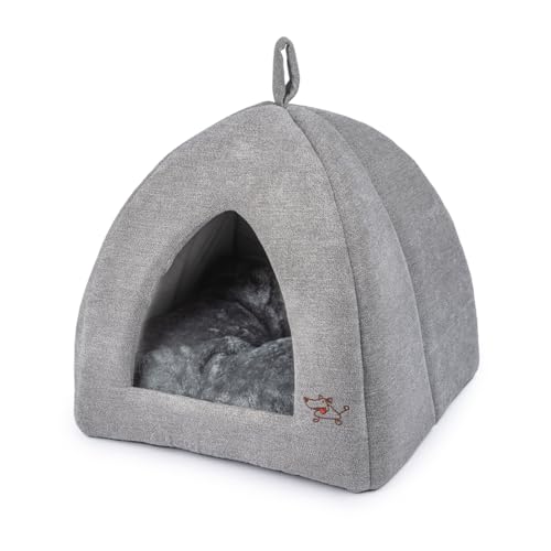 Best Pet Supplies Cat Bed for Indoor Cat, Domed Tent House with Removable Pillow, Covered Cat Cave for Small Dog, Puppies and All Breeds of Cats - Gray, 20 x 20 x H:22" - color: Gray (Tent), size: 20" x 20" x H:22"