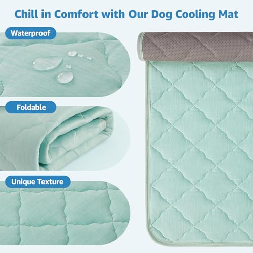 LOOBANI Dog Cooling Mat for Extra Large Dogs - 60" x 40" Dog Cooling Pad for Summer with Anti-Slip Bottom, Washable & Leakproof Cool Mat for Dogs, Cats, Indoor & Outdoor Use, Bed, Couch, and Crate - color: Green, size: XX-Large (60''x40'')