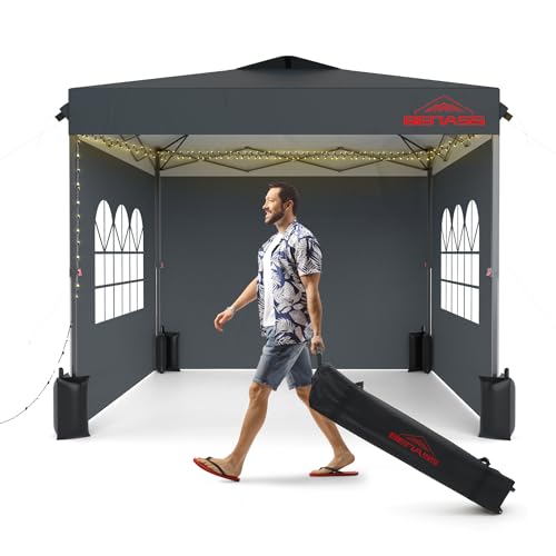 10x10 Outdoor Canopy Ten, Heavy Duty Pop Up Canopy with Removable Sidewalls and Sandbags, Grey - color: Gray, size: 10x10